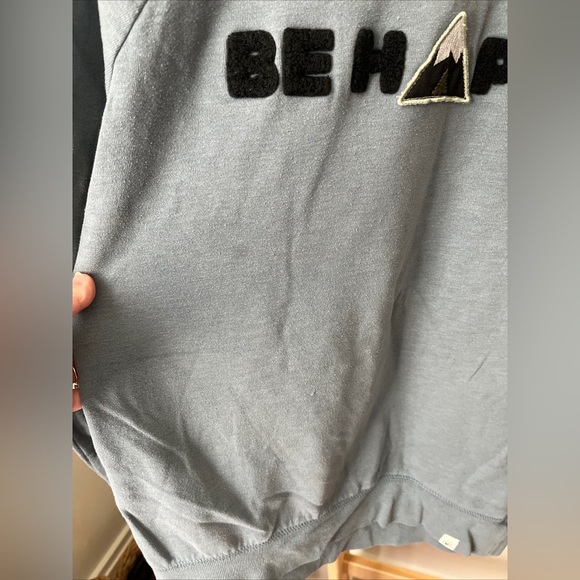 TenTree Be Happy Mountain Patch Sweatshirt Hoodie Lounge Small Blue Navy - Picture 3 of 7